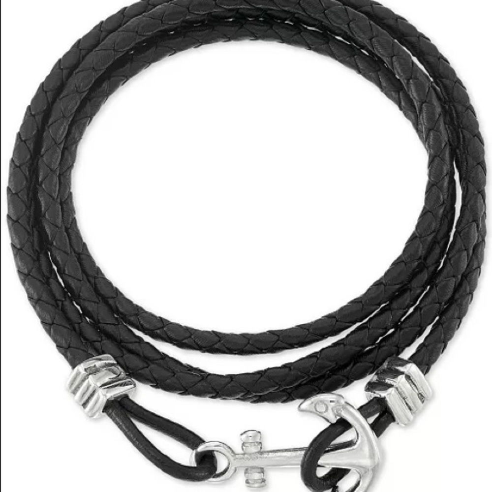 Shine By LeonRich Anchor Clasp Braided Leather Wrap Bracelet